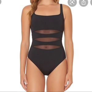 Bleu by Rod Beattie mesh insert black one piece